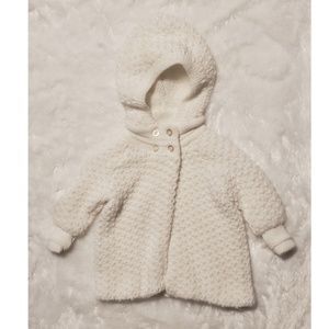 Simple White handknit baby sweater